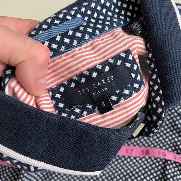 Ted Baker London Pickal Trim Fit Print Polo Navy Men’s Size XL Slim - Picture 4 of 8